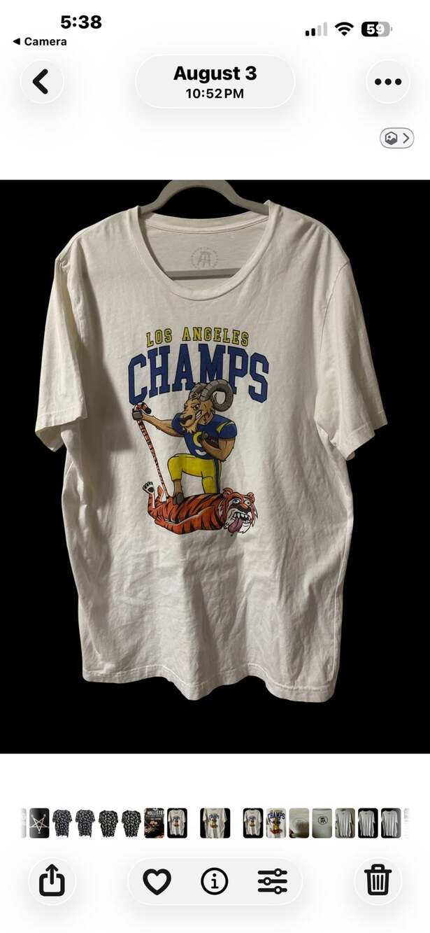 Barstool Sports Los Angeles Champs RAMS vs TIGERS White Graphic T-Shirt